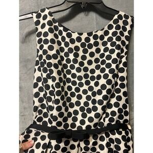 Danny & Nicole Size 8 Black White Polka Dot Dress Bow Belt Fit Flare